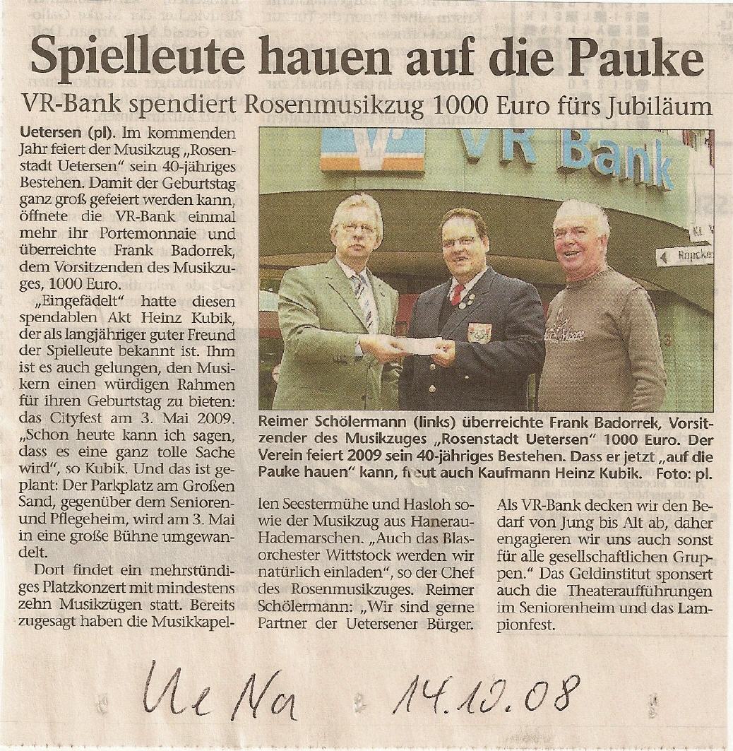 Spende der VR-Bank Pinneberg